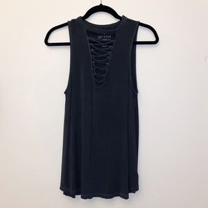 AEO Soft & Sexy Lace-Up/Corset-style high-neck tank